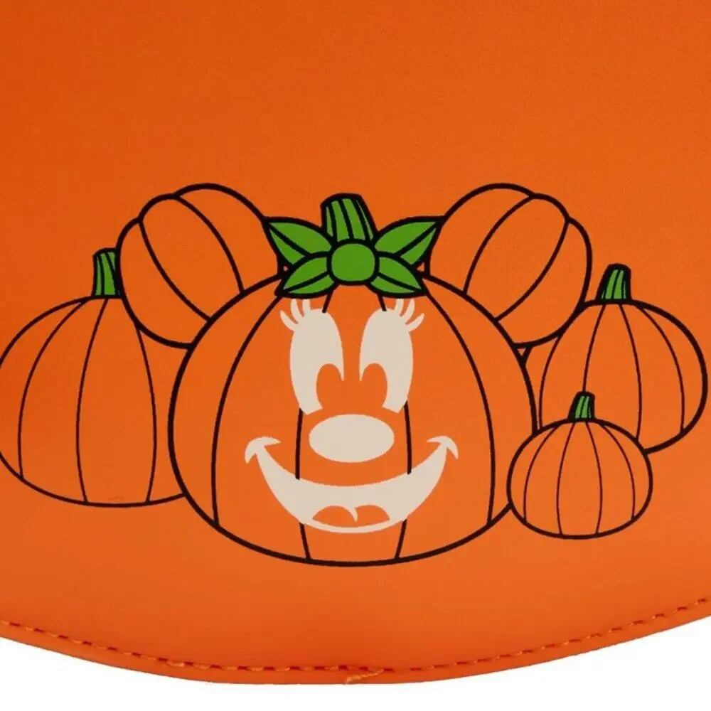 NWT Loungefly Disney GLOW FACE Minnie Pumpkin Backpack